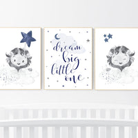 Lion nursery wall art, Nursery prints boy, navy nursery art, boy nursery ideas, boy nursery decor, safari animals, animal prints, boys room