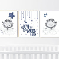 Lion nursery wall art, Nursery decor boy, navy blue nursery art, boy nursery ideas, boy nursery decor, safari animals, animal prints