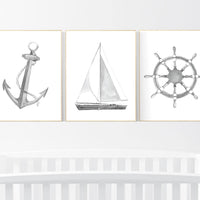Nursery decor nautical, gender neutral, nursery decor boy nautical, sea theme nursery decor, nautical wall decor, gray nursery, grey