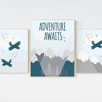Adventure nursery decor, nursery decor boy adventure, nursery decor boy airplane, world map nursery, adventure awaits, mountain nursery