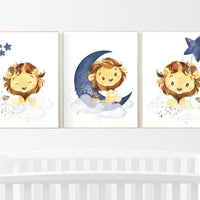 Lion nursery wall art, Nursery decor boy, navy nursery art, boy nursery ideas, boy nursery decor, safari animals, animal prints, boys room