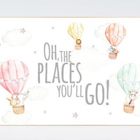 Hot air balloon nursery, gender neutral, safari animals, animal prints for nursery, twin nursery, unisex, oh the places you'll go, balloons