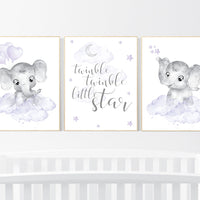 Girls room decor purple, Nursery decor girl purple, nursery decor elephant girl, moon and stars, lavender, star nursery, lilac nursery decor
