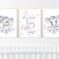 Purple nursery, Boho baby room, nursery wall art elephant, nursery decor girl, nursery decor girl floral, lilac nursery decor, lavender