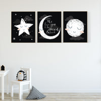 Nursery decor black and white, black nursery, nursery decor neutral, baby room decor gender neutral, moon and stars, nursery decor ideas