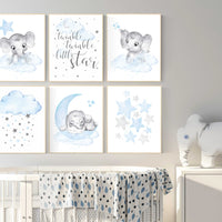 Nursery prints boy, animal prints, elephant, twinkle twinkle little star, nursery wall art, elephant nursery art, boy nursery ideas, animals
