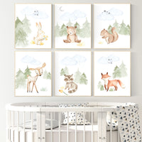 Woodland nursery decor, animals prints, woodland themed nursery, nursery art woodland, nursery prints gender neutral, woodland nursery ideas