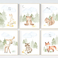 Woodland nursery decor, animals prints, woodland themed nursery, nursery art woodland, nursery prints gender neutral, woodland nursery ideas