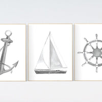 Nursery decor nautical, gender neutral, nursery decor boy nautical, sea theme nursery decor, nautical wall decor, gray nursery, grey