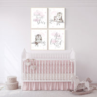 Nursery decor girl owl, twinkle twinkle little one, owl nursery decor, girl nursery wall art, nursery ideas, pink nursery print