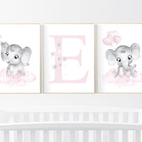 Nursery decor girl, Elephant nursery, nursery wall art elephant, baby room, girl nursery decor, elephants, girl nursery decor, name print