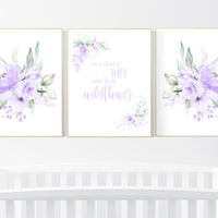 Nursery decor purple, Nursery decor girl purple, in a field of roses she is a wildflower, lavender nursery, lilac nursery, girls room