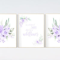Nursery decor purple, Nursery decor girl purple, in a field of roses she is a wildflower, lavender nursery, lilac nursery, girls room