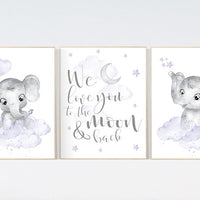 Nursery decor girl purple, lilac nursery, we love you to the moon and back, purple nursery, Nursery decor girl lavender, moon and stars