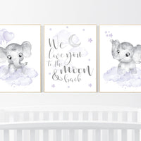 Nursery decor girl purple, lilac nursery, we love you to the moon and back, purple nursery, Nursery decor girl lavender, moon and stars