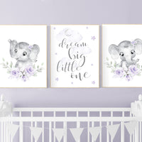 Purple nursery, Boho baby room, nursery wall art elephant, nursery decor girl, nursery decor girl floral, lilac nursery decor, lavender
