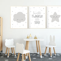 Nursery decor grey, twinkle twinkle little star, gray nursery, nursery decor neutral, baby room decor gender neutral, grey nursery decor