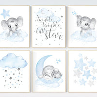 Nursery prints boy, animal prints, elephant, twinkle twinkle little star, nursery wall art, elephant nursery art, boy nursery ideas, animals