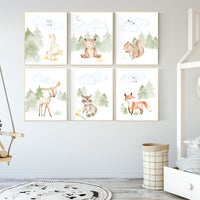 Woodland nursery decor, animals prints, woodland themed nursery, nursery art woodland, nursery prints gender neutral, woodland nursery ideas