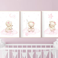 Sheep nursery wall art, Nursery decor girl, lamb nursery wall art, sheep print, lambs nursery wall decor, sheep themed baby nursery decor