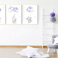 Elephant nursery decor, purple nursery, nursery decor girl purple, lavender, lilac, elephant nursery theme, elephant nursery art, girls room