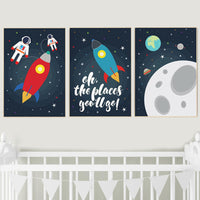 Space nursery decor, nursery decor boy space, outer space nursery, Space themed nursery, planets, moon, rocket, astronaut nursery wall decor