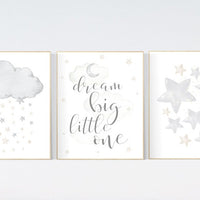 Nursery wall art grey, gray nursery, nursery decor neutral, baby room decor gender neutral, moon and stars, grey nursery decor baby room art