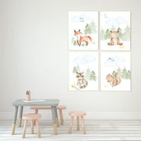 Nursery decor woodland, jungle animals, gender neutral nursery, Woodland Nursery Wall Art, Woodland Print Set, animal prints