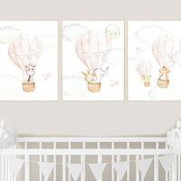 Nursery decor girl blush pink, hot air balloon nursery, blush pink nursery, nursery decor woodland animal, hot air balloon nursery, animal