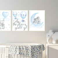 Nursery decor elephant, Nursery decor boy hot air balloon, oh the places you'll go, hot air balloon nursery, blue and gray nursery, elephant