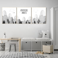 Nursery decor gender neutral, mountain nursery, gray nursery, adventure nursery, travel theme nursery, woodland, explore, hot air balloon