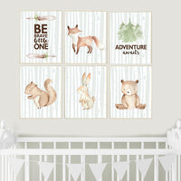 Woodland animals Nursery decor, nursery wall art woodland, nursery decor neutral, gender neutral, animal nursery, be brave little one