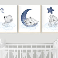 Nursery decor bear, nursery decor boy, bear nursery print, navy blue, teddy bear decor, nursery wall art animals, boy nursery wall art, navy