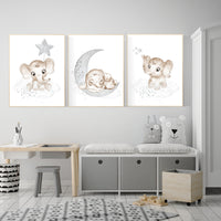 Grey nursery wall decor, gender neutral, elephant nursery wall decor, neutral nursery, baby room decor, gray nursery, unisex, twins