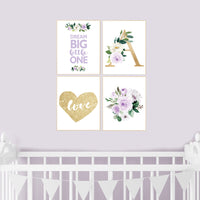 Nursery decor purple, floral nursery, flower nursery, Nursery decor girl name, purple gold, lavender, lilac nursery prints, gold purple