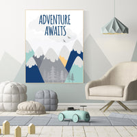 Nursery decor adventure, mountain nursery wall art, woodland, adventure awaits, nursery decor neutral, baby room decor mountains