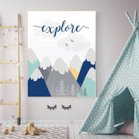 Nursery decor mountain, explore, mountain nursery wall art, woodland, adventure awaits, nursery decor neutral, baby room decor mountains