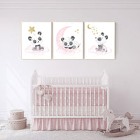 Nursery decor girl, panda nursery, pink and gold nursery wall art, panda nursery print, nursery decor animal, girl nursery wall decor, panda