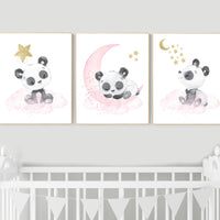 Nursery decor girl, panda nursery, pink and gold nursery wall art, panda nursery print, nursery decor animal, girl nursery wall decor, panda