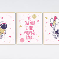Nursery decor girl space, Nursery wall art space, Space nursery decor, Space themed nursery, space nursery art, nursery prints space, pink