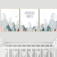 Nursery decor mountain, mountain nursery, adventure nursery, adventure theme nursery, woodland, gender neutral, adventure awaits, forest