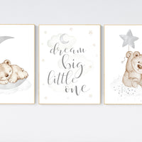 Nursery decor bear, nursery decor boy, bear nursery print, teddy bear decor, nursery wall art animals, boy nursery art, grey nursery, gray