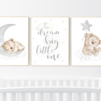 Nursery decor bear, nursery decor boy, bear nursery print, teddy bear decor, nursery wall art animals, boy nursery art, grey nursery, gray