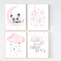 Nursery decor girl pink and gray, bear nursery, nursery decor girl pink, twinkle twinkle little star, moon and star nursery, teddy bear