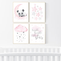 Nursery decor girl pink and gray, bear nursery, nursery decor girl pink, twinkle twinkle little star, moon and star nursery, teddy bear