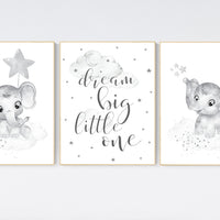 Nursery wall art grey, gray nursery, nursery decor neutral, elephant nursery, baby room decor gender neutral, moon and stars, nursery ideas