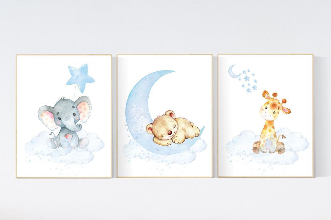 Nursery decor animals, animal prints, Nursery wall art gender neutral, giraffe, bear, elephant nursery decor animals, nursery wall decor