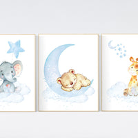 Nursery decor animals, animal prints, Nursery wall art gender neutral, giraffe, bear, elephant nursery decor animals, nursery wall decor