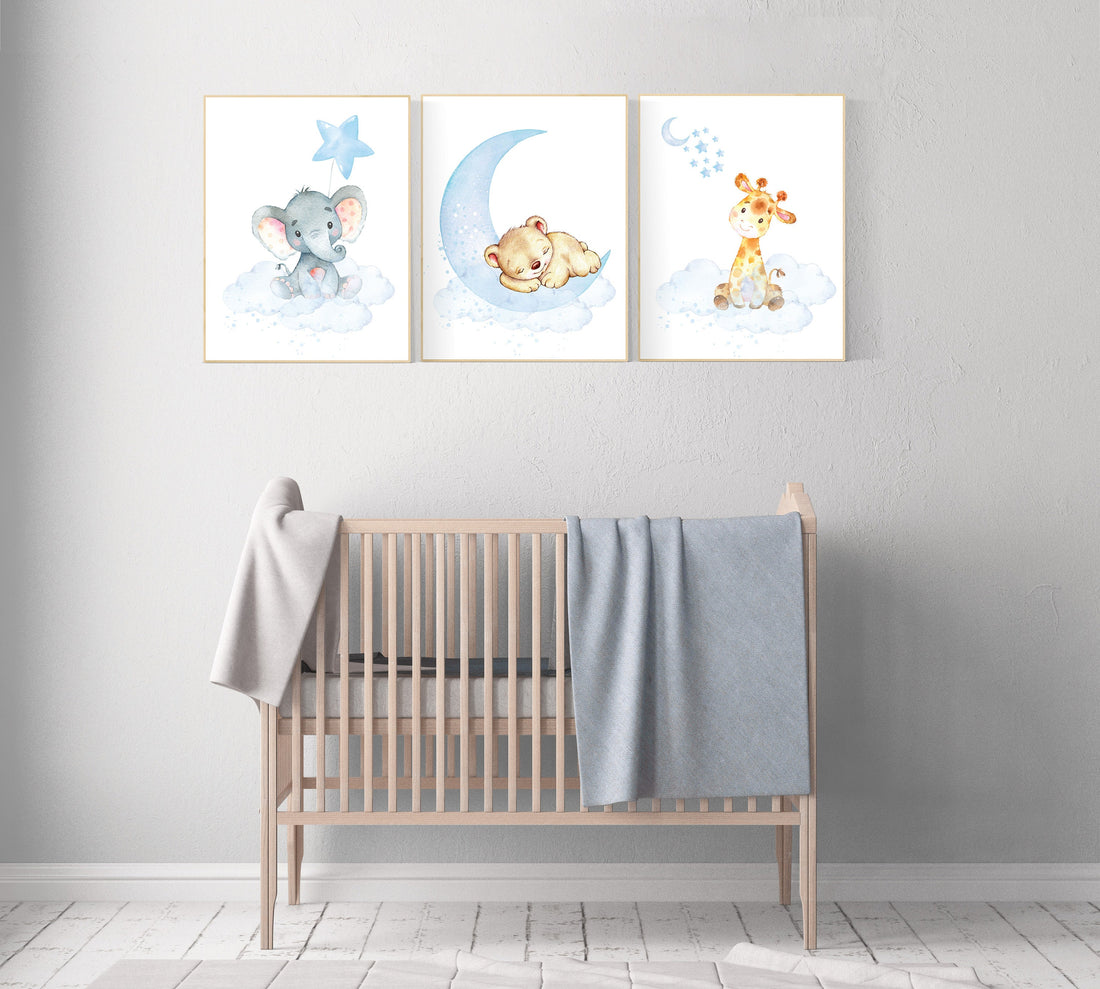 Nursery decor animals, animal prints, Nursery wall art gender neutral, giraffe, bear, elephant nursery decor animals, nursery wall decor