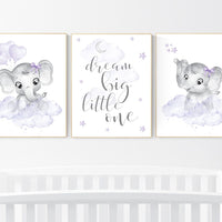 Nursery prints girl, Nursery decor girl purple, nursery decor elephant girl, moon and stars, lavender, girl nursery ideas, lilac nursery